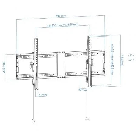 TooQ Soporte de Pared Inclinable LP4391T-B para TV de 43-90 pulgadas